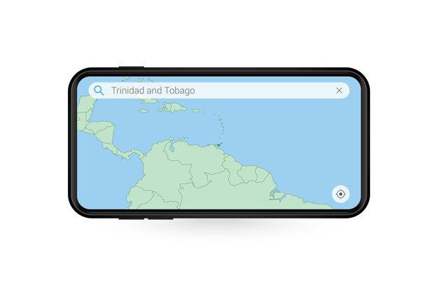 Wyszukiwanie mapy Trynidadu i Tobago w aplikacji mapy na smartfony. Mapa Trynidadu i Tobago w telefonie komórkowym.