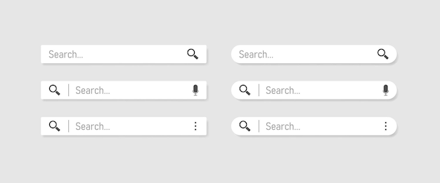 Wyszukiwarka Internetowa. Elementy Interfejsu Wektorowego Zestawu Paska Wyszukiwania Z Przyciskiem Wyszukiwania. Eps 10