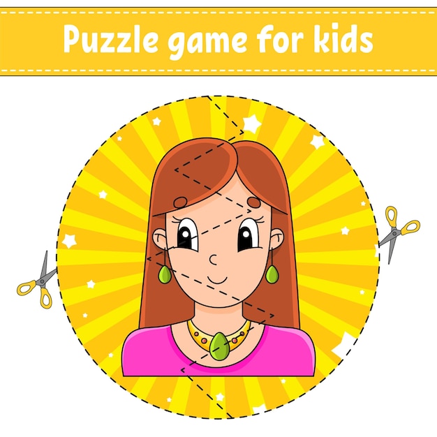Wytnij I Graj Okrągłe Puzzle Logiczne Puzzle Dla Dzieci Strona Aktywności ćwiczenie Cięcia Dla Postaci Z Kreskówek W Wieku Przedszkolnym