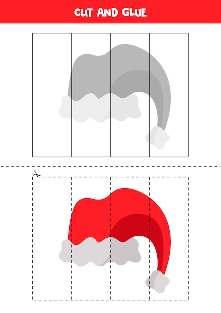 Plik wektorowy wytnij i przyklej obrazek czapki świętego mikołaja