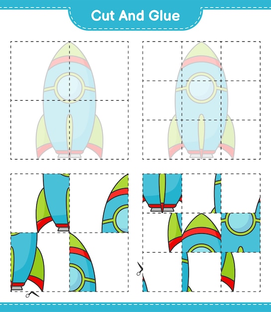 Wytnij I Sklej Wycięte Części Rakiety I Przyklej Je Arkusz Do Wydrukowania Z Grami Edukacyjnymi Dla Dzieci