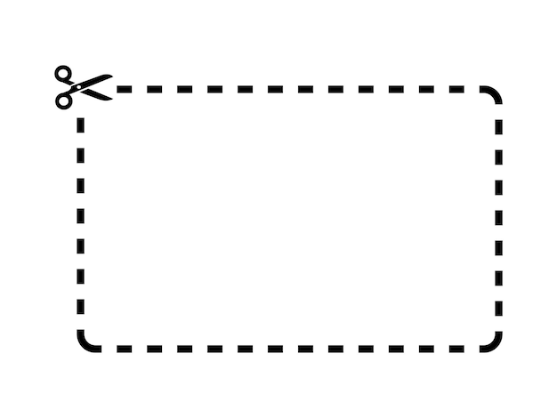 Plik wektorowy wytnij kształt prostokąta kuponu z ikoną nożyczek coupo prostokąt szablon na białym tle
