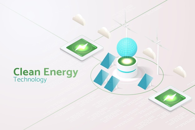 Wytwarzanie Energii Elektrycznej Za Pomocą Paneli Słonecznych Energia Słoneczna I Turbiny Wiatrowe Technologia Czystej Energii