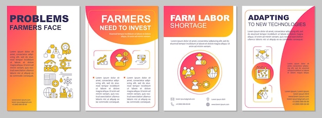 Plik wektorowy wyzwania rolników napotykają szablon broszury z czerwonym gradientem