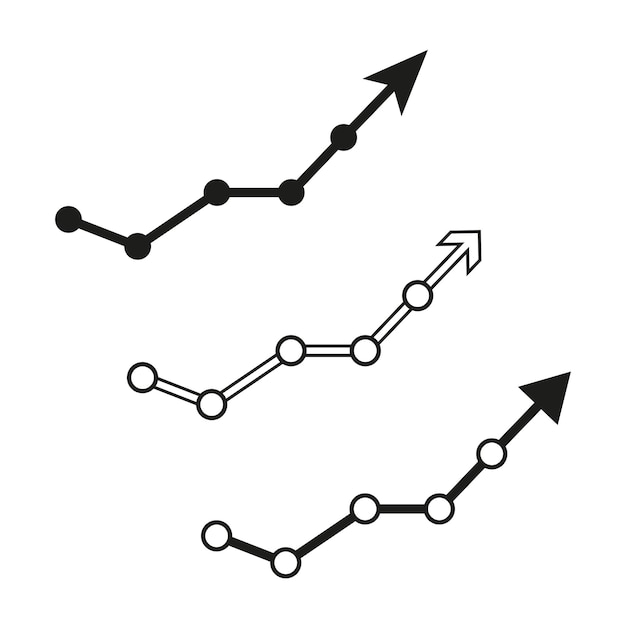 Wznoszące Się Wykresy Liniowe Strzały Trendu Wzrostu Wykres Wzrostu Zysku Ilustracja Wektorowa Eps 10
