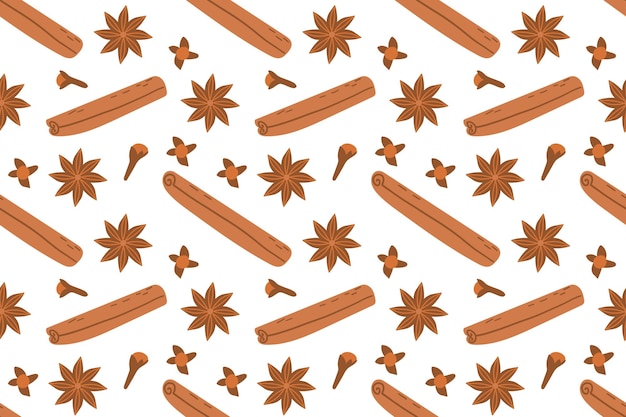 Wzór bezszwowy z przyprawami Cloves aniz cynamon