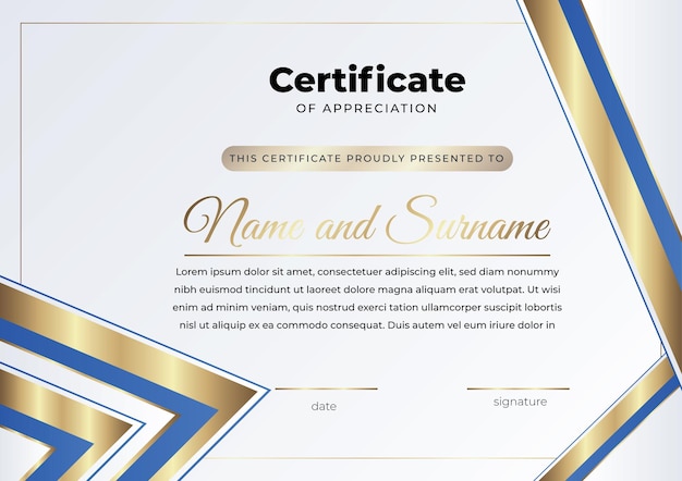 Wzór Certyfikatu Nagrody Za Osiągnięcia Biznesowe Dokument Dyplomowy Wektor Projektowania Ukończenia Studiów