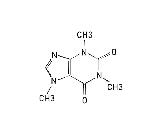 Plik wektorowy wzór chemiczny kofeiny cząsteczka ikona kawy ilustracja wektora na białym tle