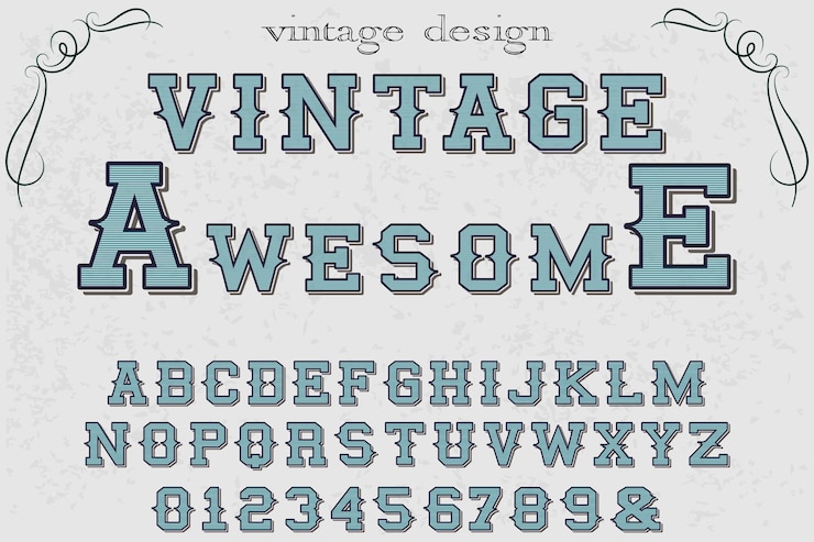 Wektor wzór etykiety alfabetu vintage niesamowite