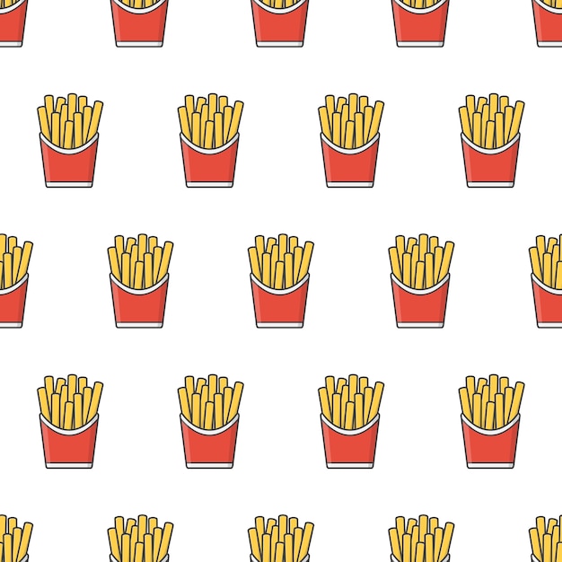 Wzór Fast Food. Frytki tematyczne ilustracja