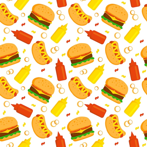 Plik wektorowy wzór fastfood wzór hotdog i burger