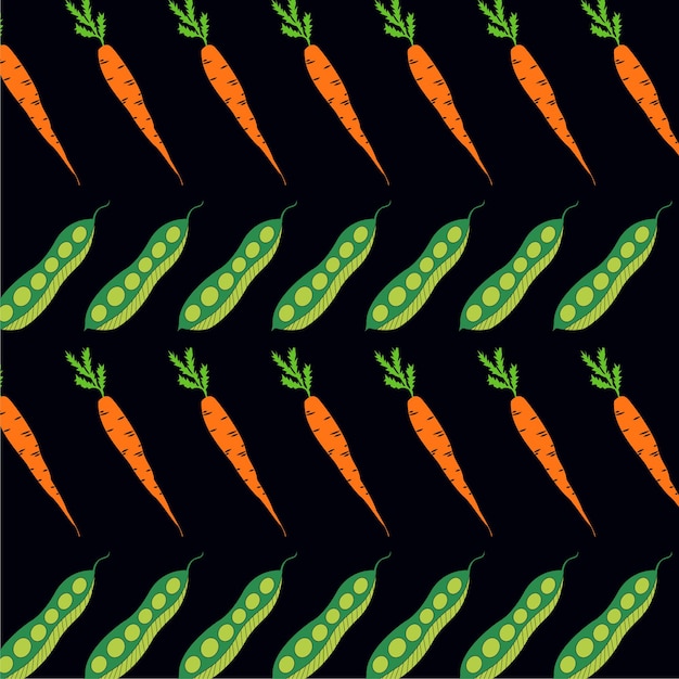 Plik wektorowy wzór grochu i marchewki wzór warzyw do tapety i nadruku obrusu kuchennego