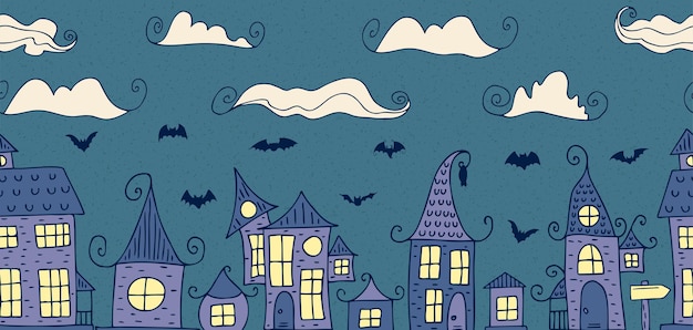 Wzór. Halloween - 31 Października. Ręcznie Rysowane Doodle Ilustracja. Tradycyjne święto, Wigilia Wszystkich świętych, Wigilia Wszystkich świętych. Cukierek Albo Psikus. Wesołego Halloween 2022!