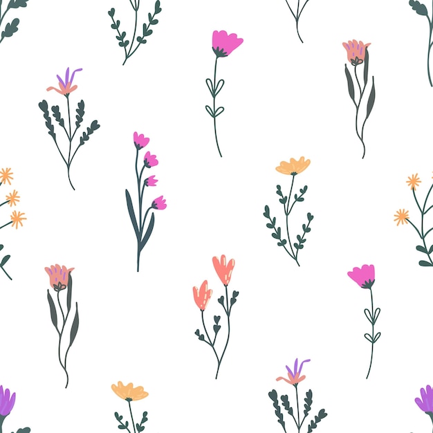 Wzór kwiatów malowany w stylu boho Ilustracja wektorowa