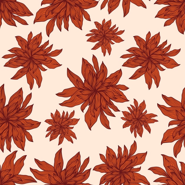 Wzór Kwiatu Czerwonej Dalii Z Ręcznie Rysowanym Stylem Bezszwowy Wzór Kwiatowy Na Modną Tapetę Papier Do Pakowania W Tle Drukuj Tkaninę Odzież Tekstylna I Projekt Karty