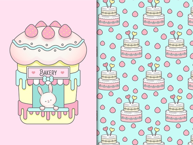 Wzór ładny baker bunny i ciasta