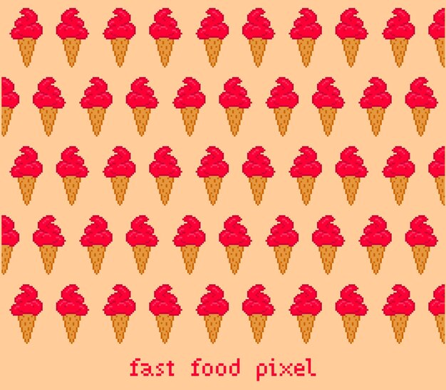 Plik wektorowy wzór lodów fast food pixel art