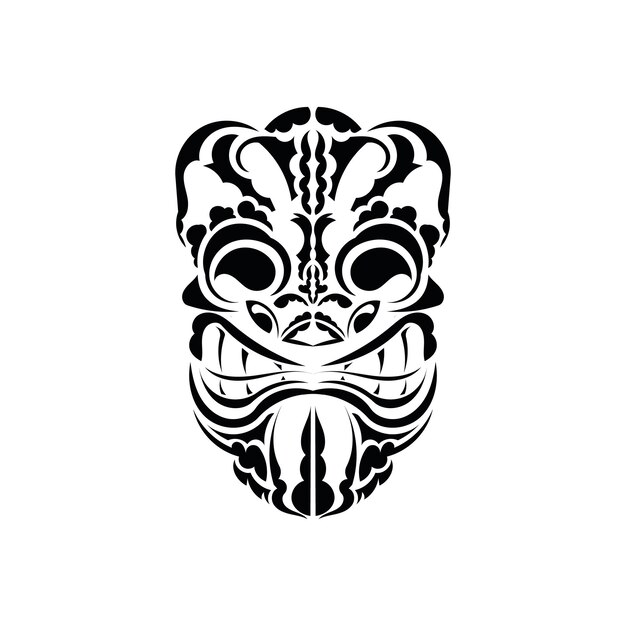 Wzór Maski Tradycyjny Symbol Totemu Maorysów Styl Wektor Izolowany Na Białym Tle