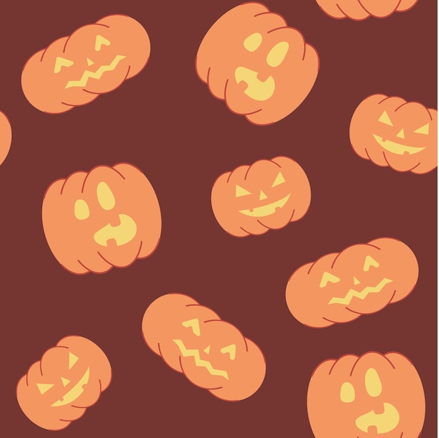 Plik wektorowy wzór na temat halloween pumpkins pomarańczowy kolor ilustracja kreskówka wektor