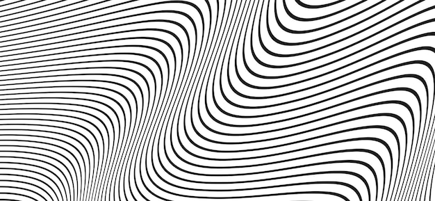 Plik wektorowy wzór paskowy falowy czarno-białe tło z zakrzywionymi liniami abstrakcyjna ilustracja cyfrowa