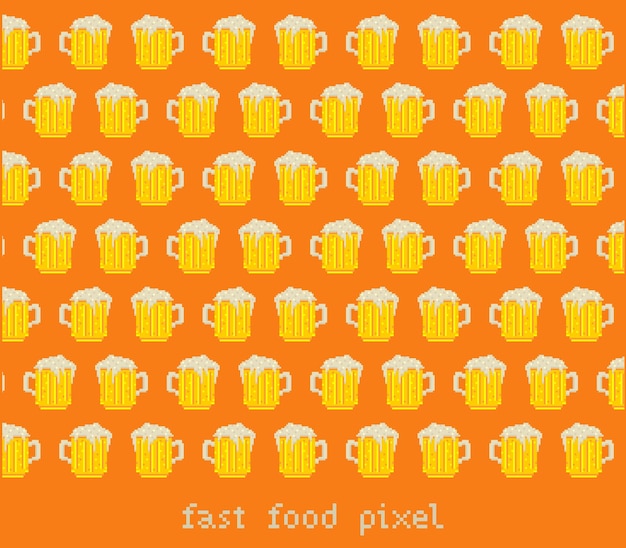 Plik wektorowy wzór piwa fast food pixel art