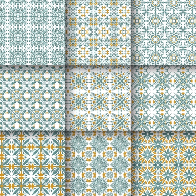 Plik wektorowy wzór płytki marokański kwiat, mozaika kwiatowa lizbona, śródziemnomorska geometryczna arabeska