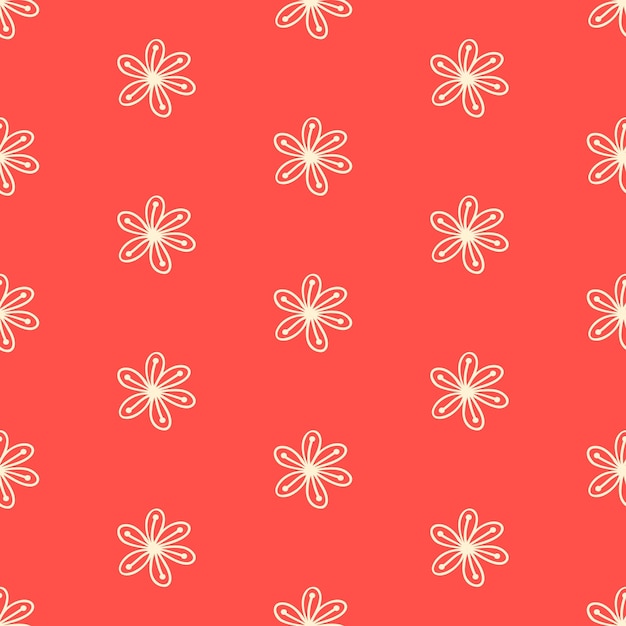 Wzór ręcznie rysowane doodle słodkie i proste kwiaty na na białym tle