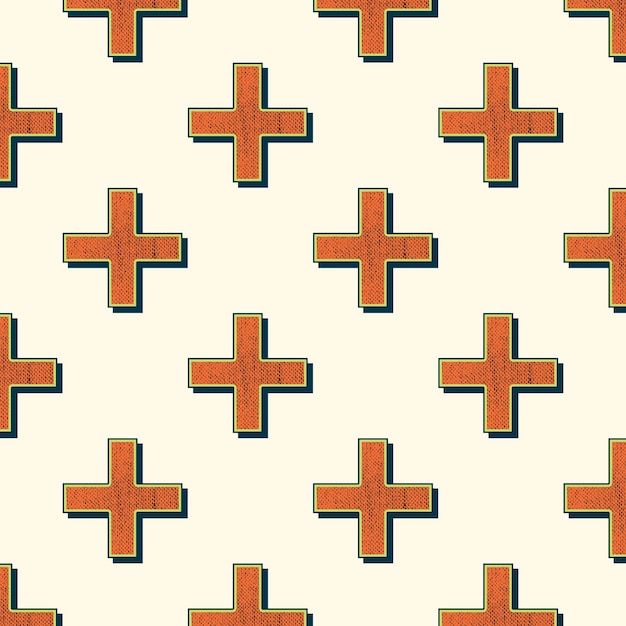 Wzór Retro Krzyże, Abstrakcyjne Tło Geometryczne W Stylu Lat 80-tych, 90-tych. Geometryczna Prosta Ilustracja