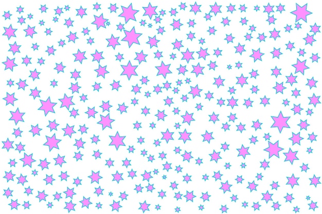 Wzór Różowych Gwiazdek Z Niebieskimi Obramowaniami Na Białym Tle