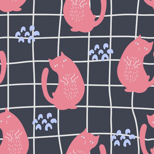 Wzór Różowych Uroczych Kotów