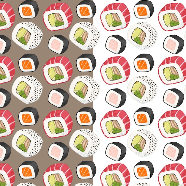 Plik wektorowy wzór sushi, azjatyckie jedzenie, tło japońskie sushi
