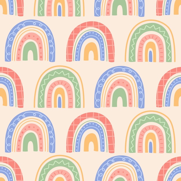 Plik wektorowy wzór tęczy kawaii, ładny abstrakcyjny kształt pastelowych kolorów