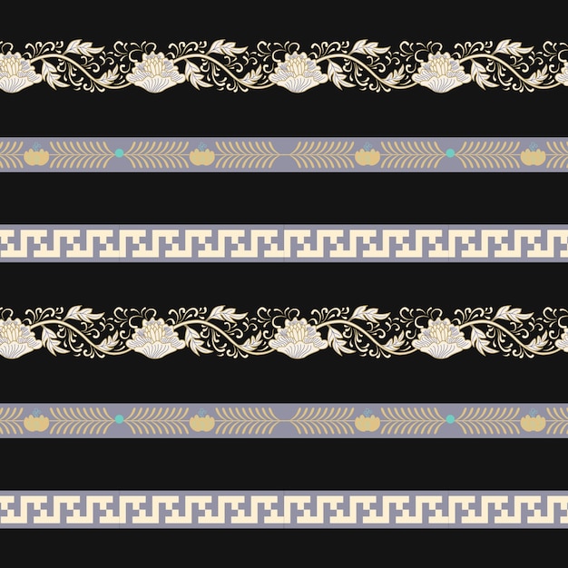 Plik wektorowy wzór w czarno-białe paski ze złotymi akcentami