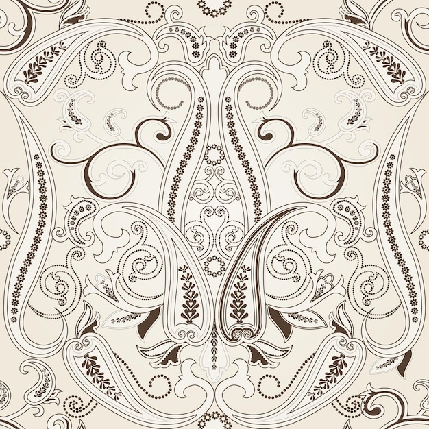 Wzór Z Beżowym Tradycyjnym Orientalnym Ornamentem Filigranowym Paisley