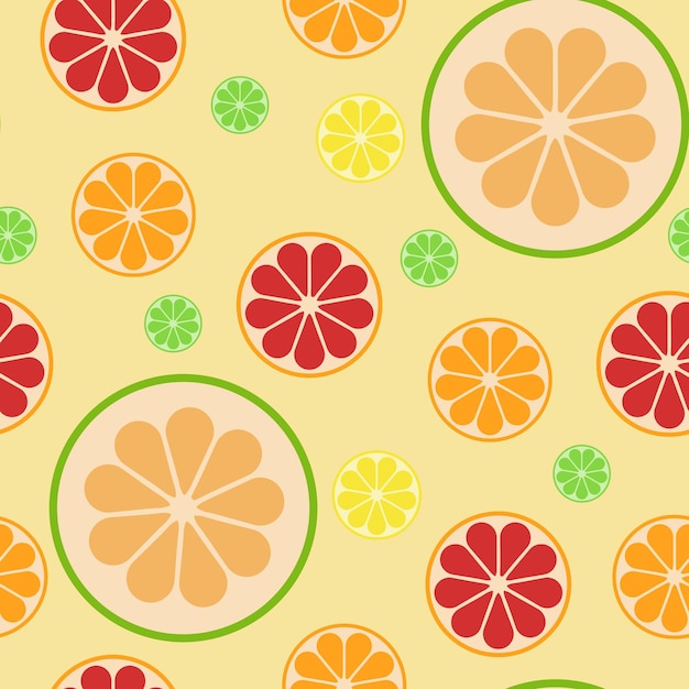 Plik wektorowy wzór z cytrusowymi wyciętymi owocami cytryna limonka