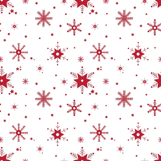 Wzór Z Czerwonymi Płatkami śniegu Na Białym Tle