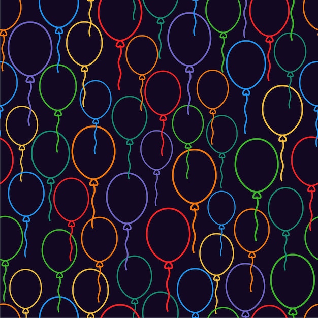 Wzór Z Kolorowymi Balonami Na Ciemnym Tle Koncepcja świątecznych Urodzin
