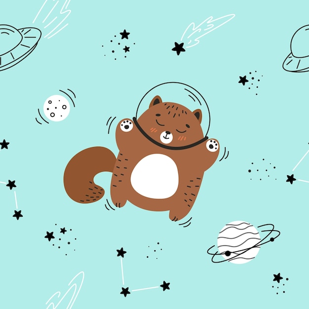 Wzór z kotem w kosmosie, kot astronauta, kot latający w kosmosie