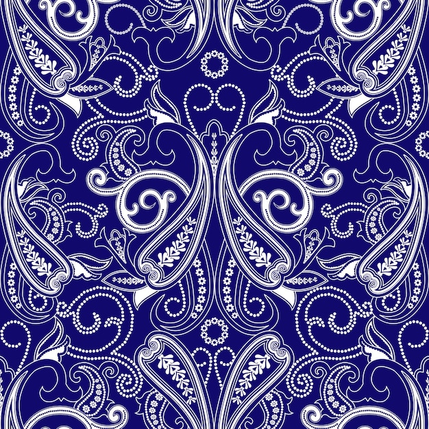 Wzór z ornamentem paisley w niebieskich kolorach