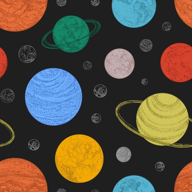 Wzór z planet i innych ciał niebieskich w przestrzeni kosmicznej.