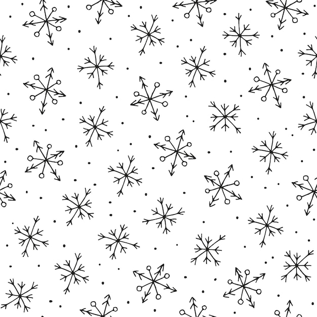 Wzór Z Ręcznie Rysowanymi Kropkami Płatków śniegu