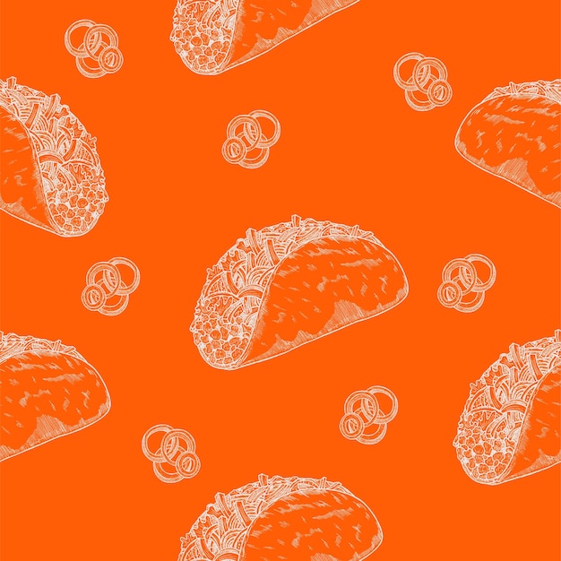 Wzór Z Wzorem Handdrawn Taco Naszkicowanych Ilustracji Wektorowych Fast Food Tło Dla Kawiarni Restauracjaserwety Projektowanie Stron Internetowych Lub Pakowanie Toreb Na Wynos