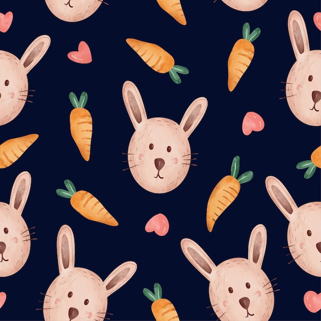 wzór zająca wielkanocnego i ilustracji kwiatowej na ciemnym kolorze tła