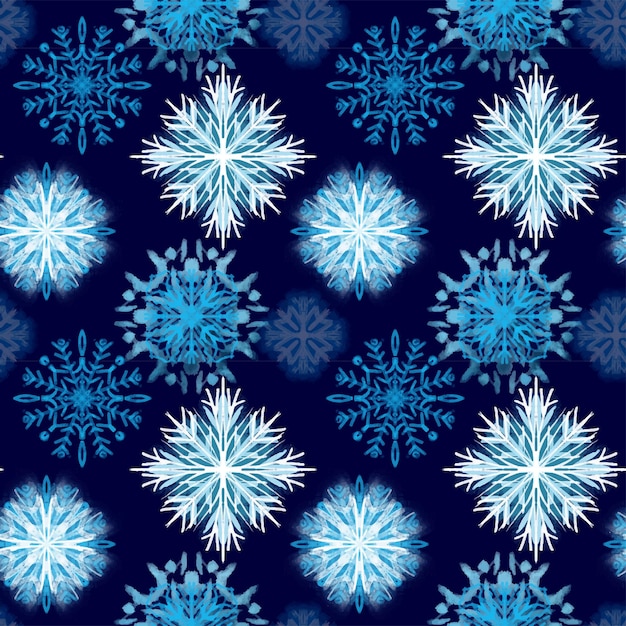 Plik wektorowy wzór ze stylizowaną teksturową ilustracją płatków śniegu w kolorze niebieskim