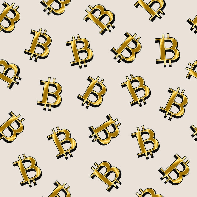 Plik wektorowy wzór ze złotymi symbolami bitcoin