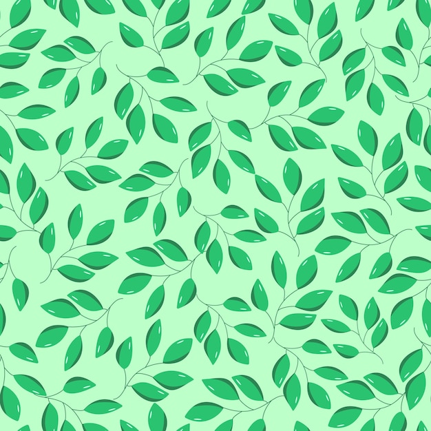 Wzór zielonych liści drzewa liściastego. ilustracja gałęzi krzewów