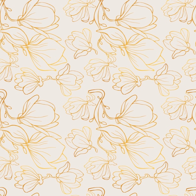 Plik wektorowy wzór złotej magnolii
