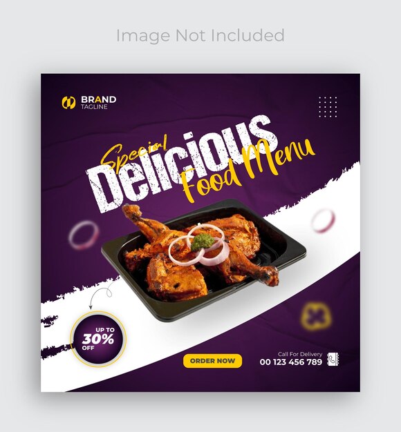 Plik wektorowy wzorzec banera promocji pysznych hamburgerów i menu spożywczego w mediach społecznościowych