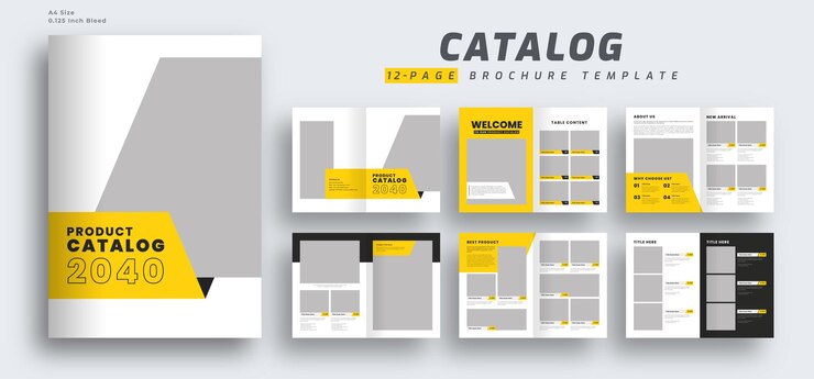 Wektor wzorzec broszury katalogu produktów katalog spółki wielofunkcyjny wzór broszury 12 stron