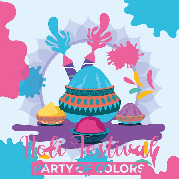 Wzorzec Kolorowego Banera Happy Holi Indyjski Hinduizm święto świętowanie Projektowanie Plakatów Mediów Społecznościowych